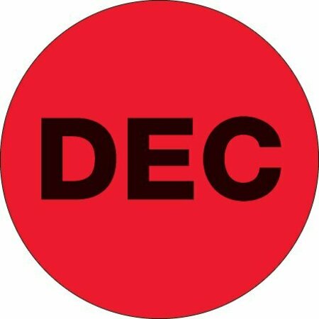 BSC PREFERRED 2'' Circle - ''DEC'' Fluorescent Red Months of the Year Labels S-8311